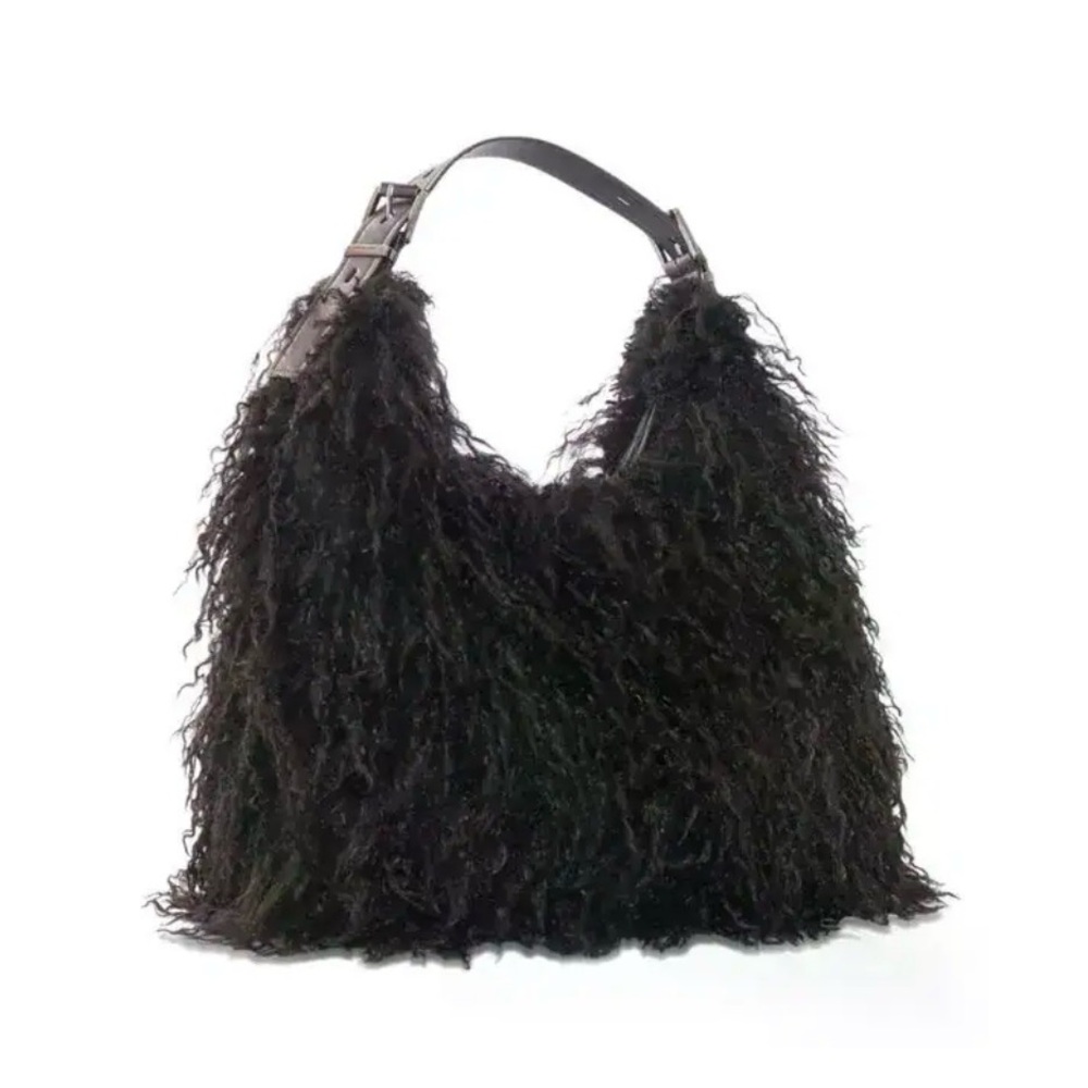 Michael Kors Black shearling Nolita Shoulder Bag